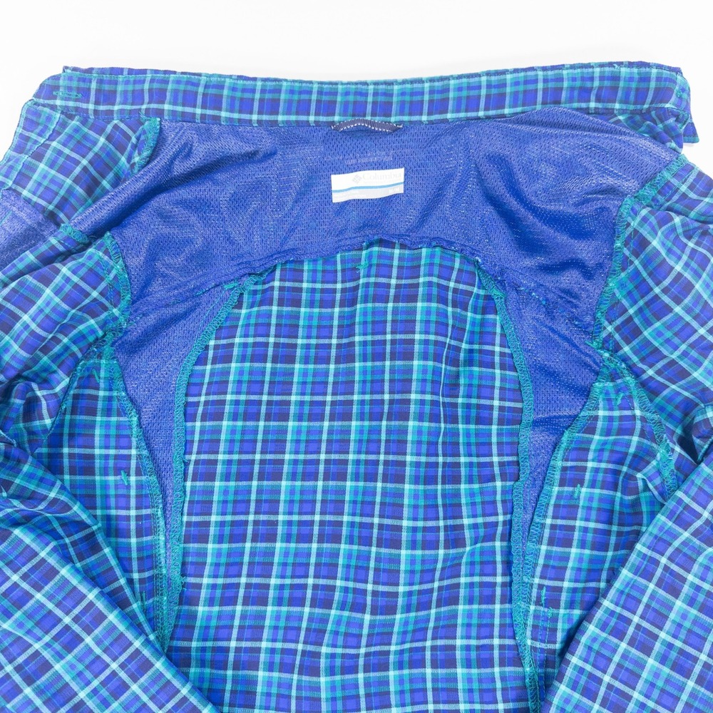 Columbia Omni Shade Plaid Vent Womens Long Sleeve Blue Green M Gorpcore Outdoor - Picture 10 of 16
